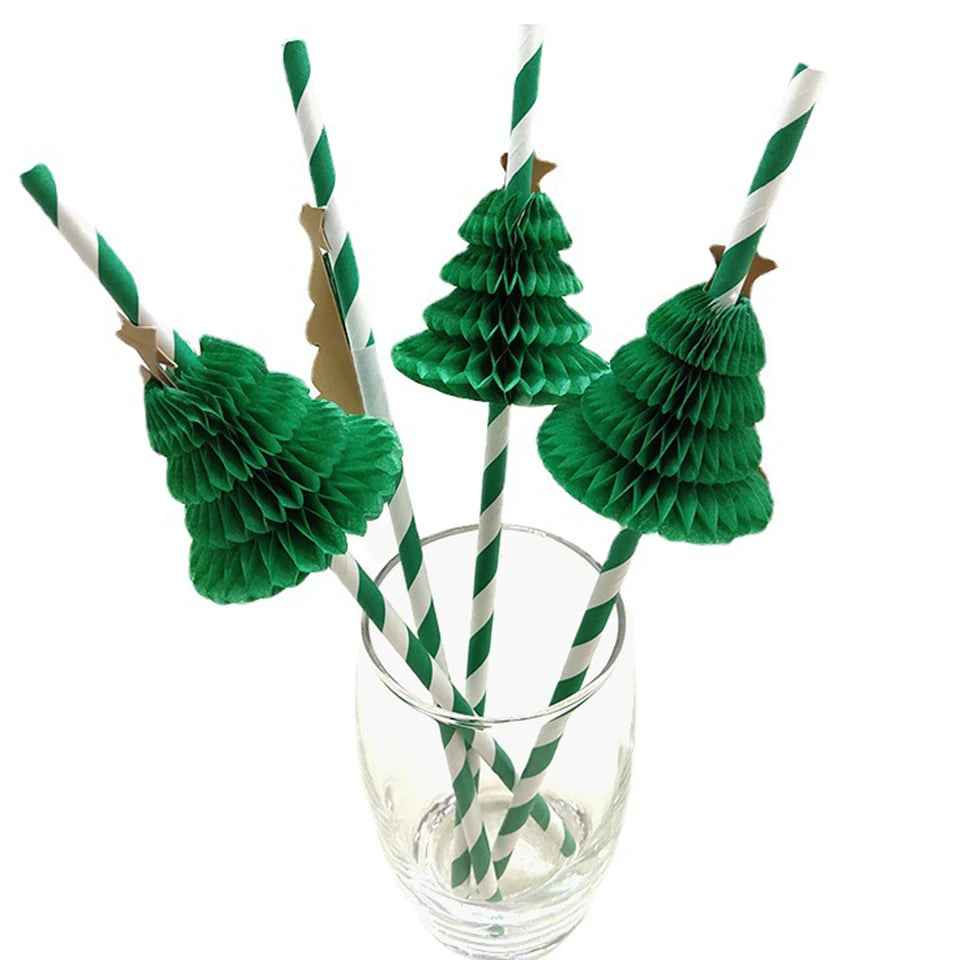 Christmas Paper Straws and Cake Toppers (10/20 pack)