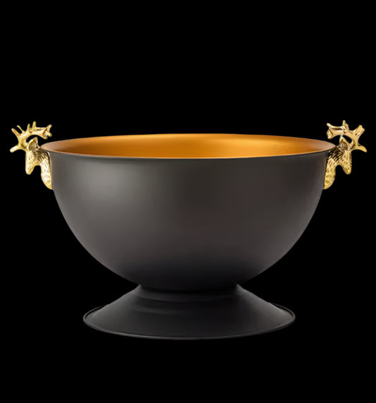 Large Gold & Black Deer Head Ice Bucket (13.5L)