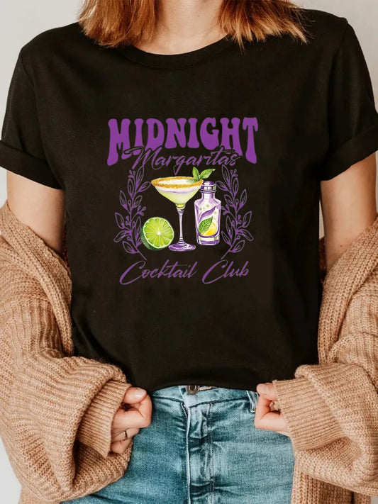 "Midnight Margarita Cocktail Club" Black T-Shirt