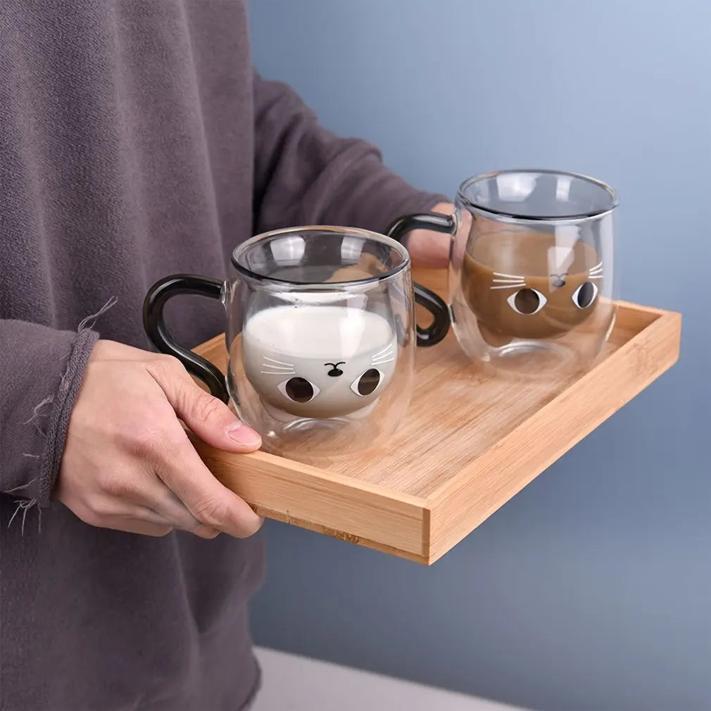 Cat Double-layer Coffee Mug (1 Piece/300ml)