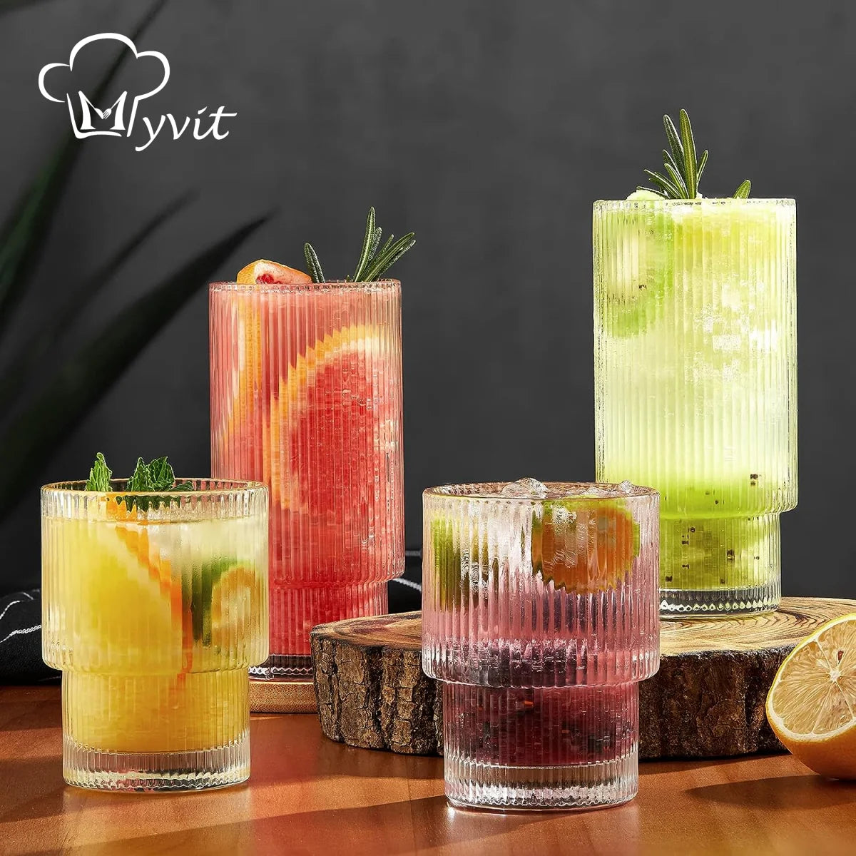 MYVIT Stackable Glass Cups