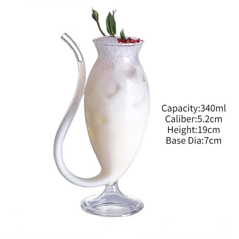 Vampire Cocktail Glass with Drinking Straw (340ml, 1 Pce)