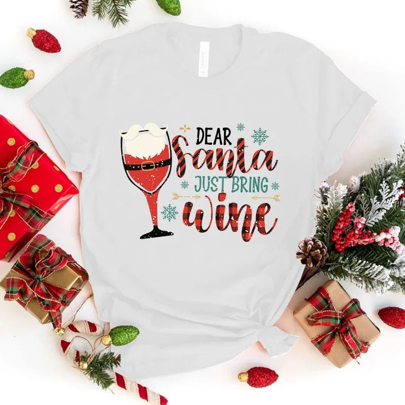 'Dear Santa Just Bring Wine' T Shirt