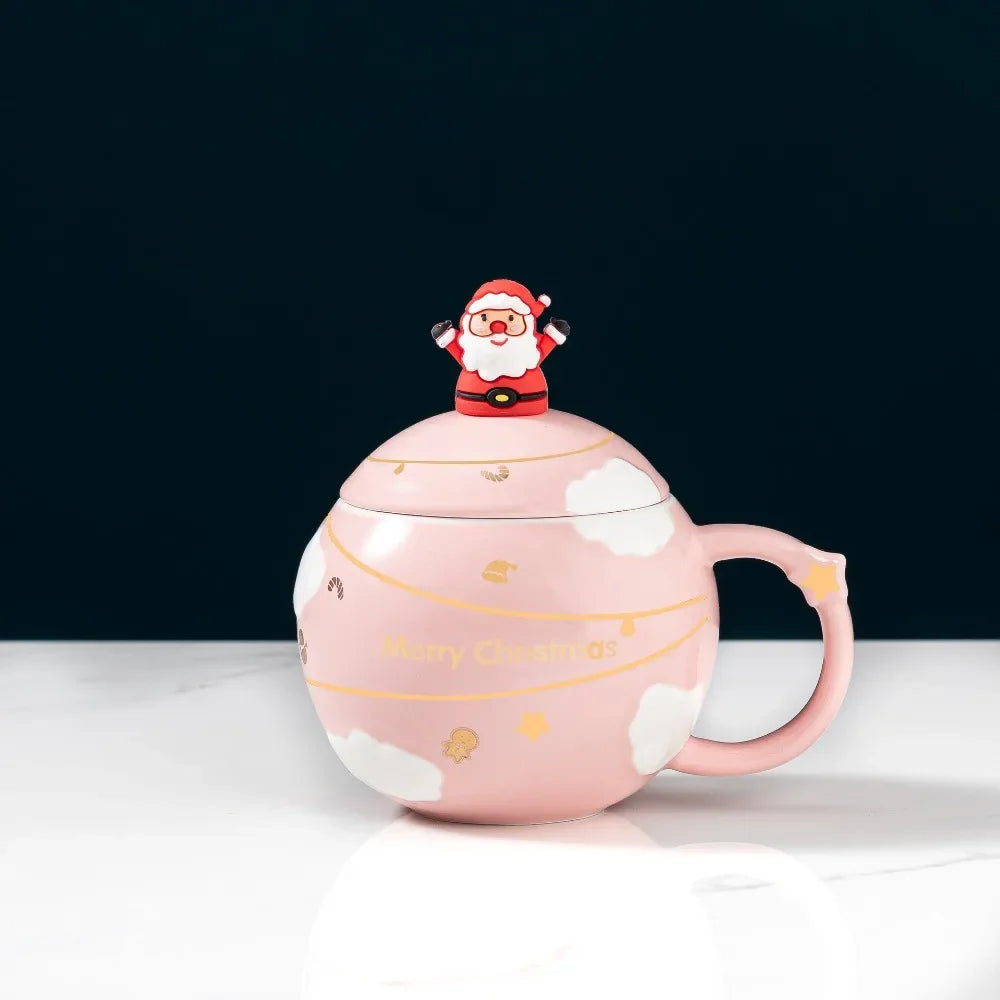 Christmas Mug with Lid/Spoon (1 piece/400ml)