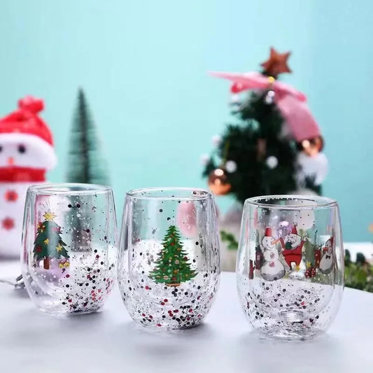 Double Wall Glass Christmas Cup (1 piece)