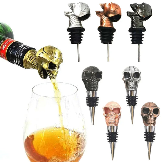 Halloween Skull Head Wine Pourer Ghost Festival Party Wine Bottle Stopper Decorations Supplies Pour Spout Club Bar Accessories