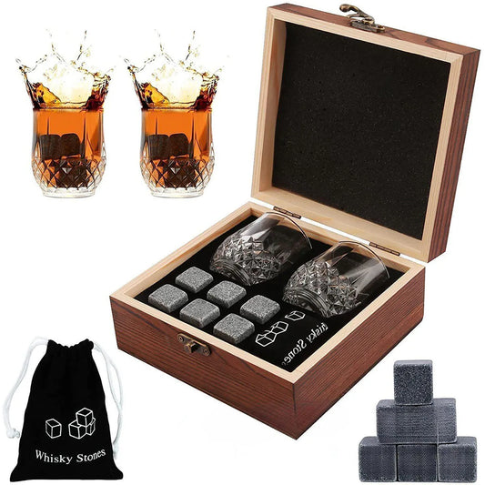 Whiskey Glass & Stone Set Gift Box