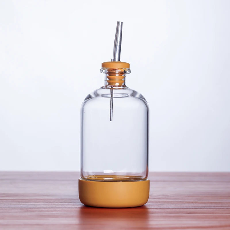 Bubble Glass Bottle Yellow w/pourer 450ml (1 piece)