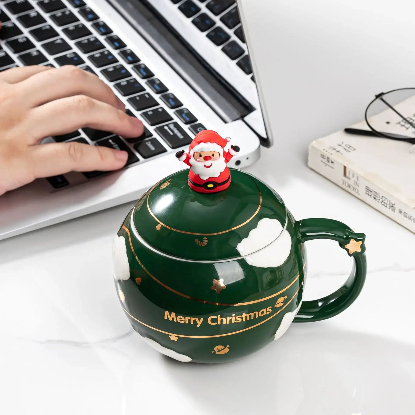 Christmas Mug with Lid/Spoon (1 piece/400ml)