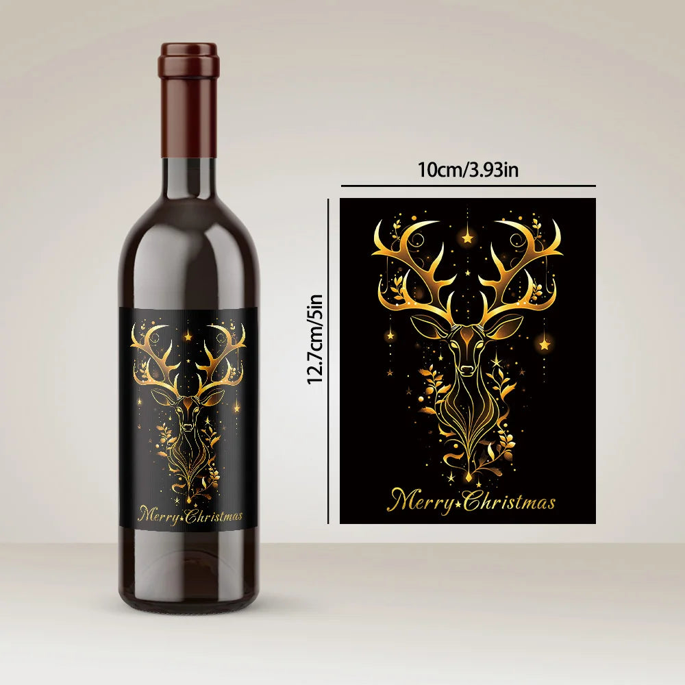 Wine Bottle Christmas Stickers (Waterproof, Set of 9)