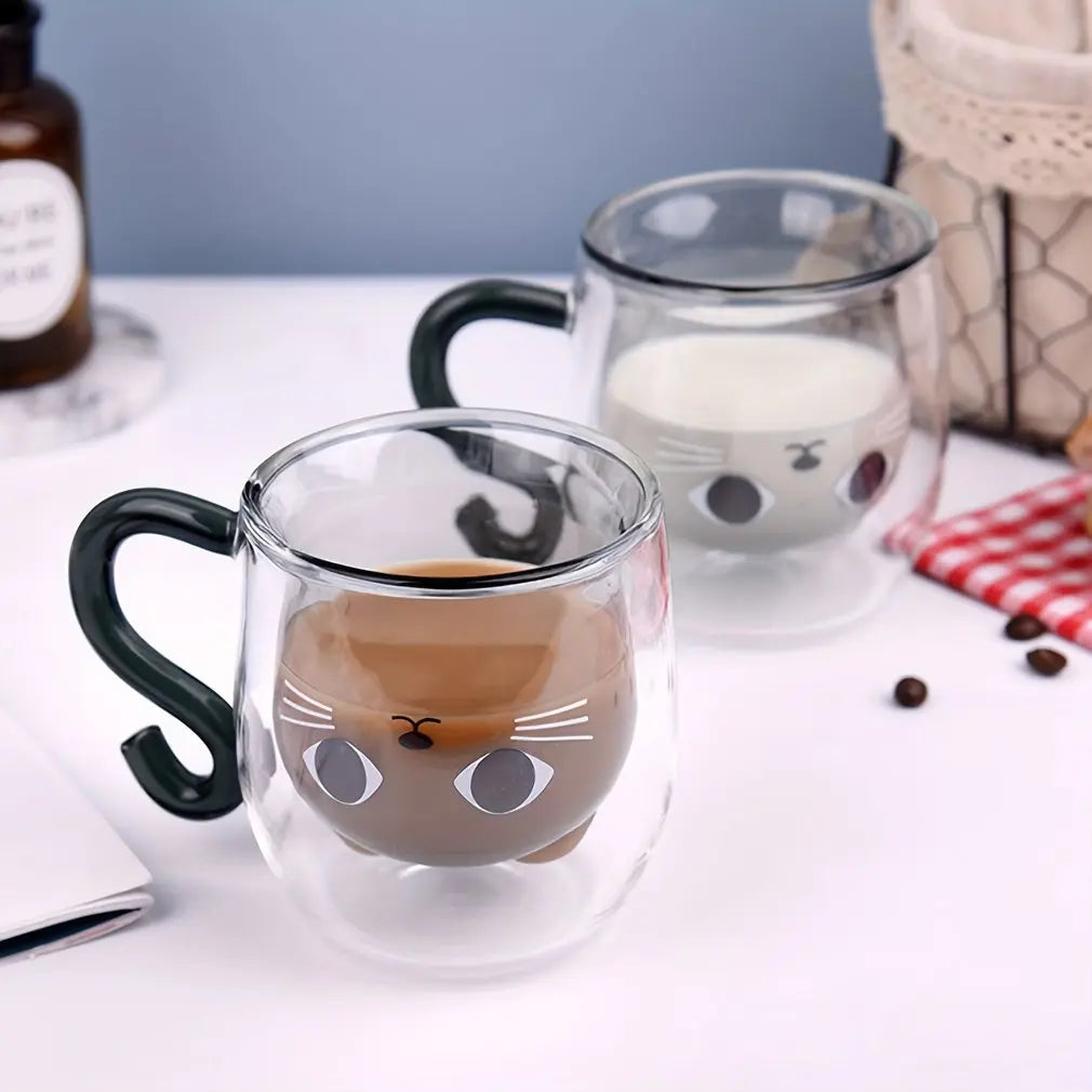 Cat Double-layer Coffee Mug (1 Piece/300ml)