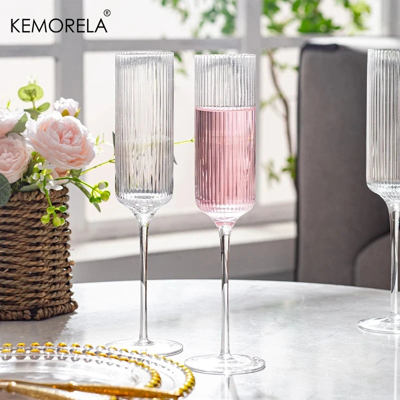 Striped Goblet Champagne Flutes (Set of 4)