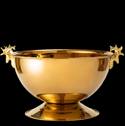 Large Plain Gold Deer Head Ice Bucket (13.5L)