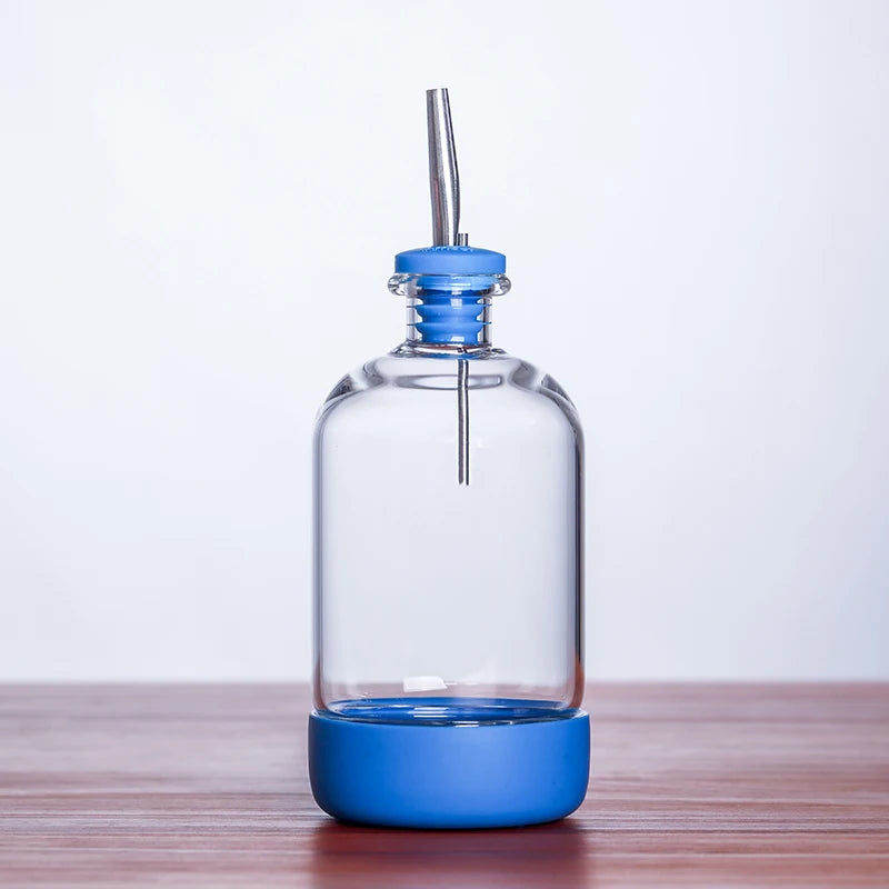 Bubble Glass Bottle Blue w/pourer 450ml (1 piece)