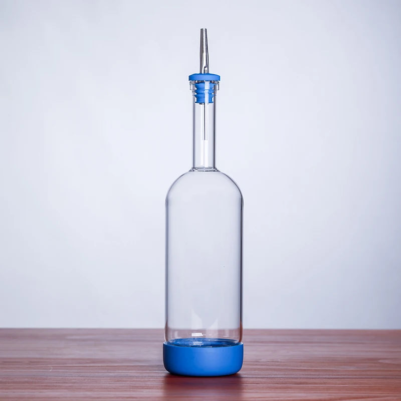 Bubble Glass Bottle - Blue w/pourer (800ml, 1 piece)