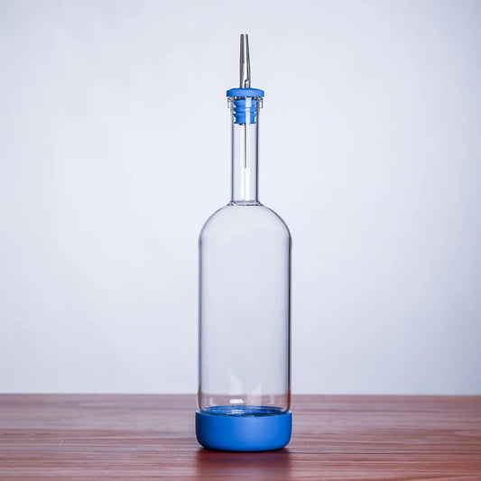 Bubble Glass Bottle - Blue w/pourer (800ml, 1 piece)