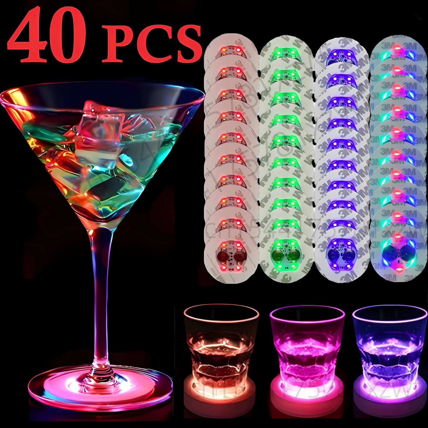 LED Coaster Luminous Bottle Stickers (5/10/20/40 Pieces)