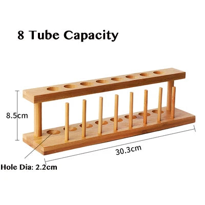 Test Tube Shot Glasses with Bamboo Holder (Sets of 6/8/12)