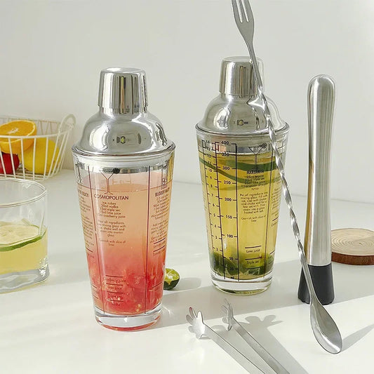 Glass Cocktail Shaker with recipes 400ml