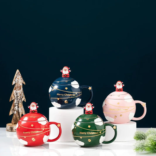 Christmas Mug with Lid/Spoon (1 piece/400ml)