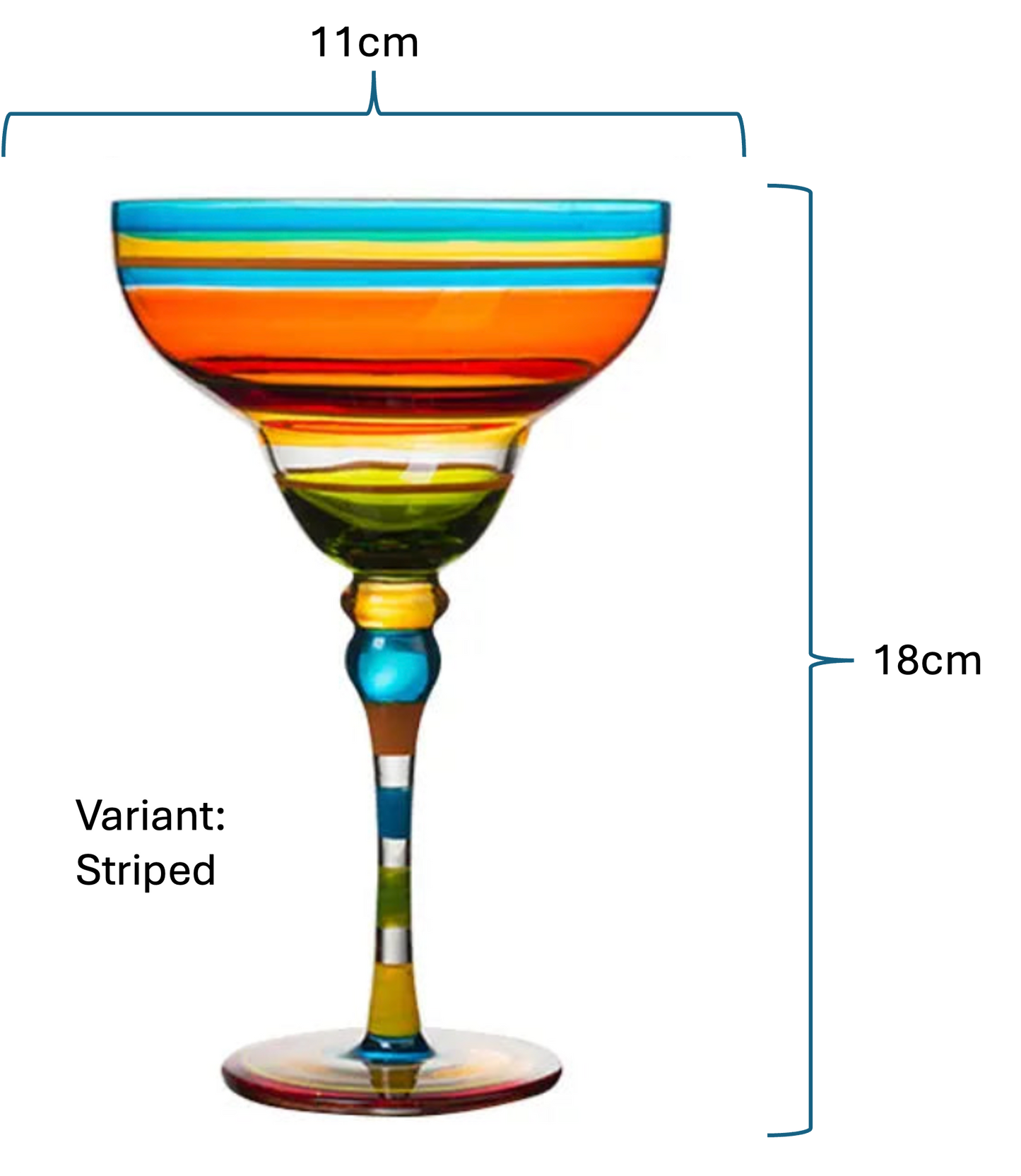 Handmade Colourful Margarita Glass