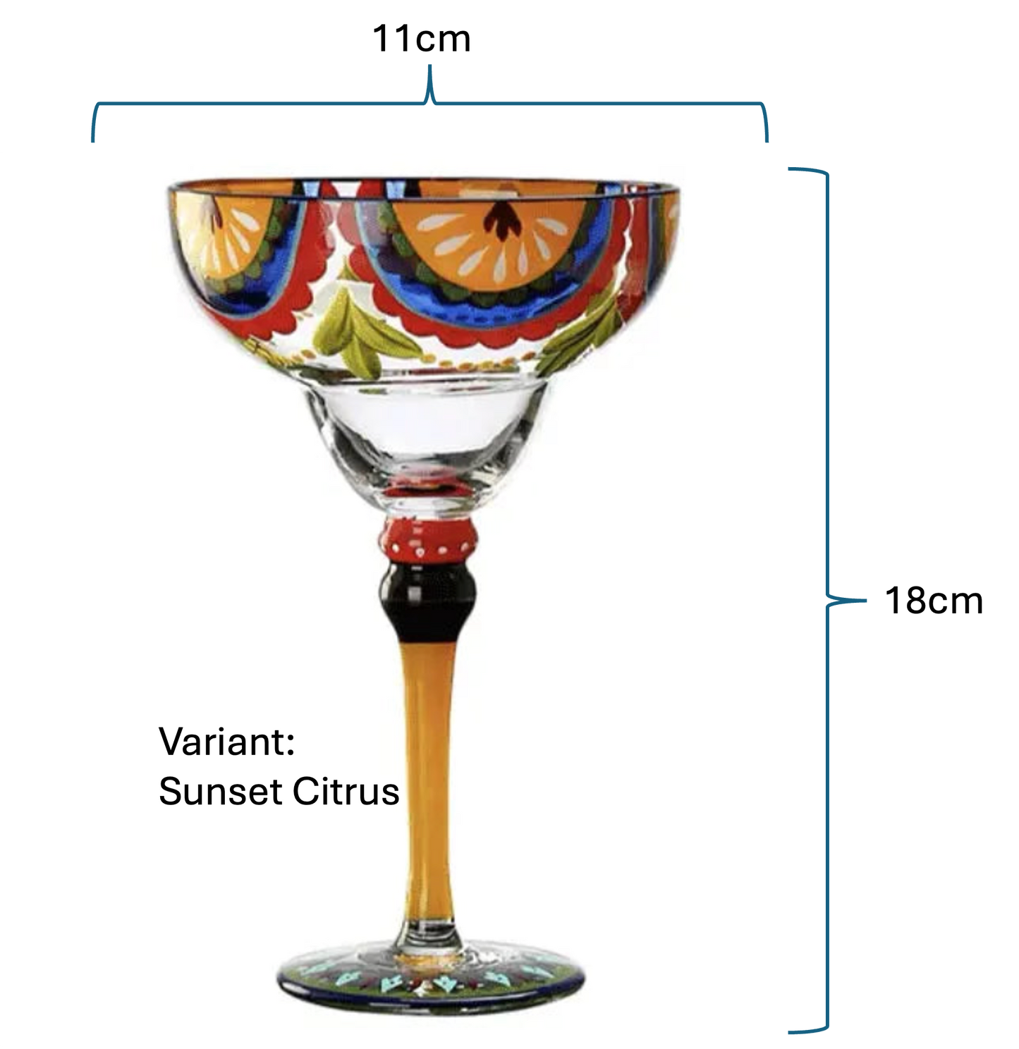 Handmade Colourful Margarita Glass